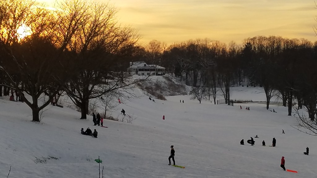 Sledding in Lockport on Route 31